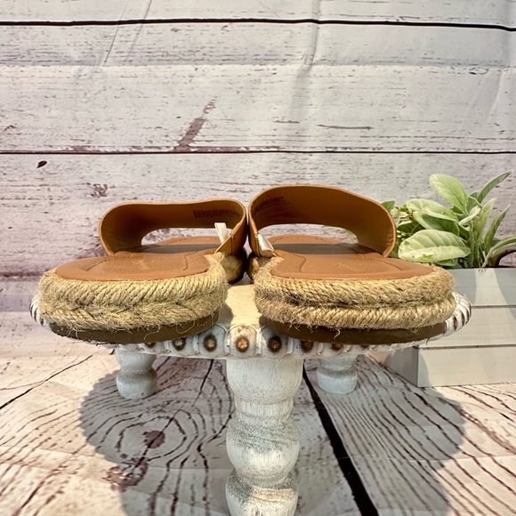 Universal Thread Espadrille Faux Leather Tan Cognac Slides Sandals Size 9.5 - Picture 7 of 11